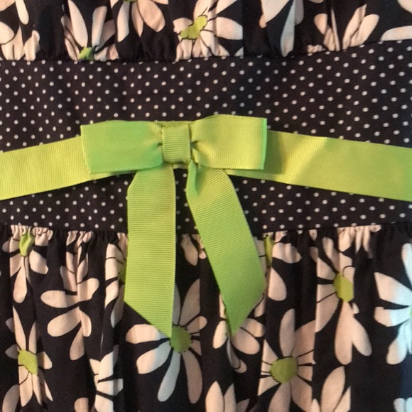Dress Girl’s By Bonnie Jean  Size 16 1/2- Navy, White snd Lime Green - Picture 4 of 12